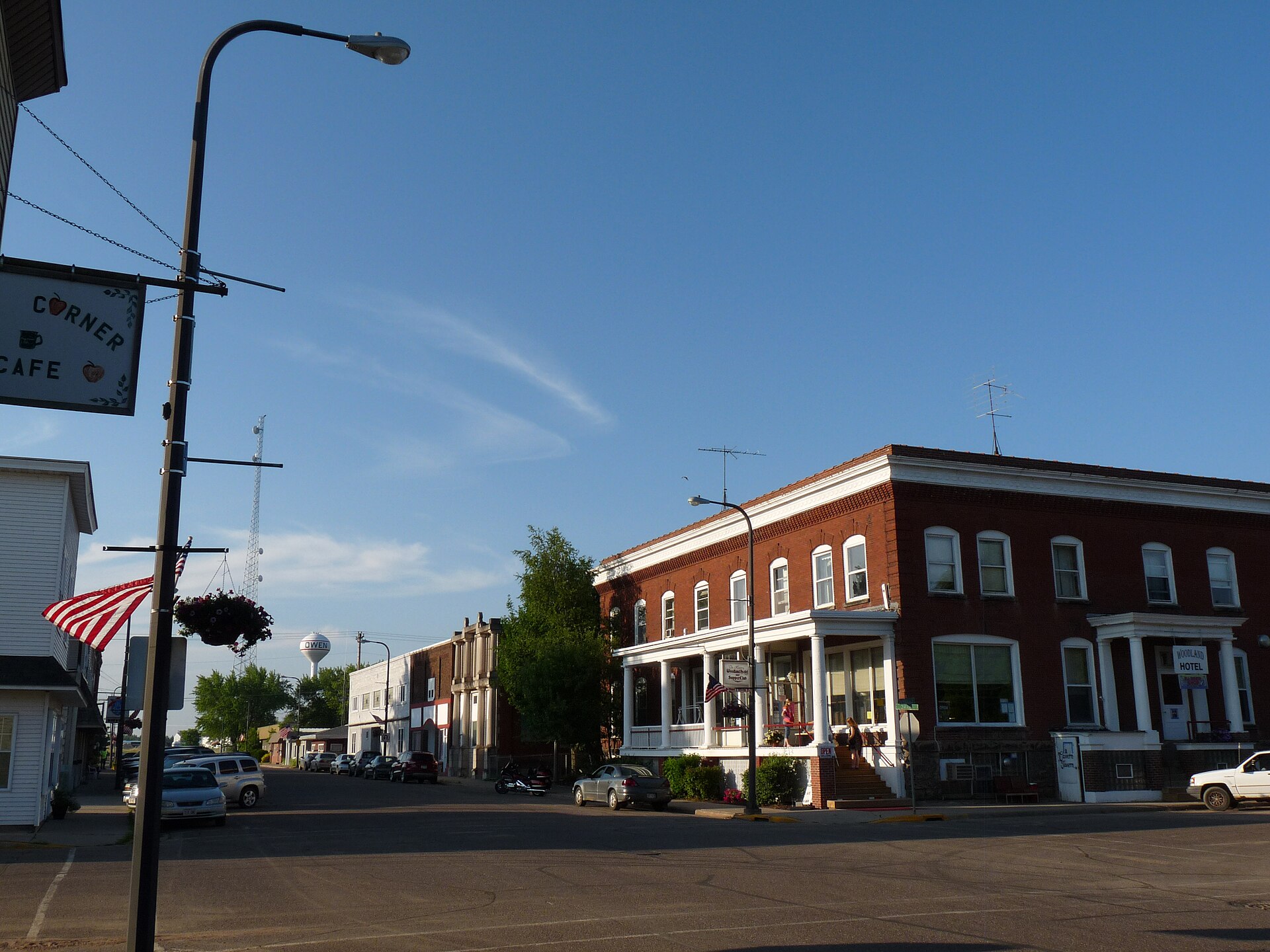 The old downtown of Owen, Wisconsin, looking north on Central Avenue.