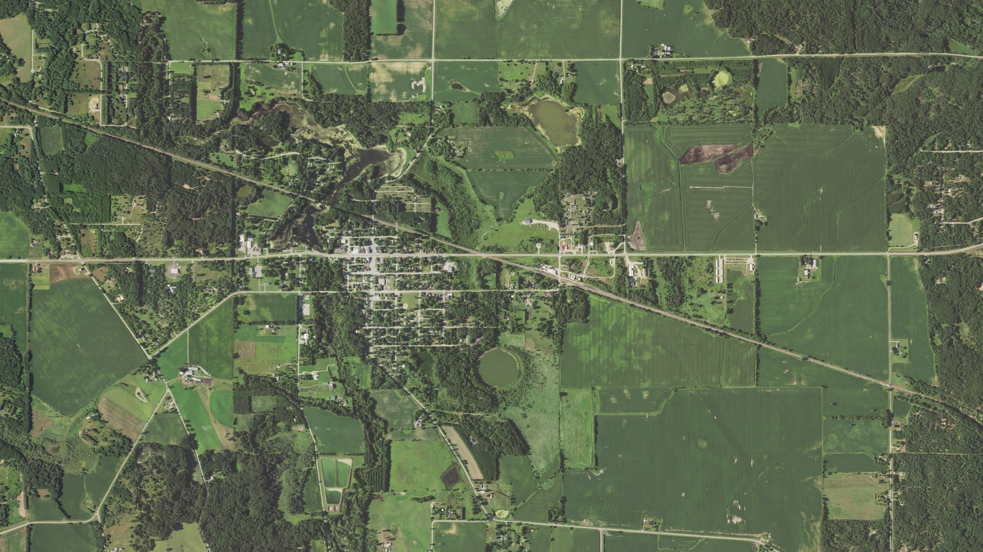 Aerial view of land around Oxford, Wisconsin