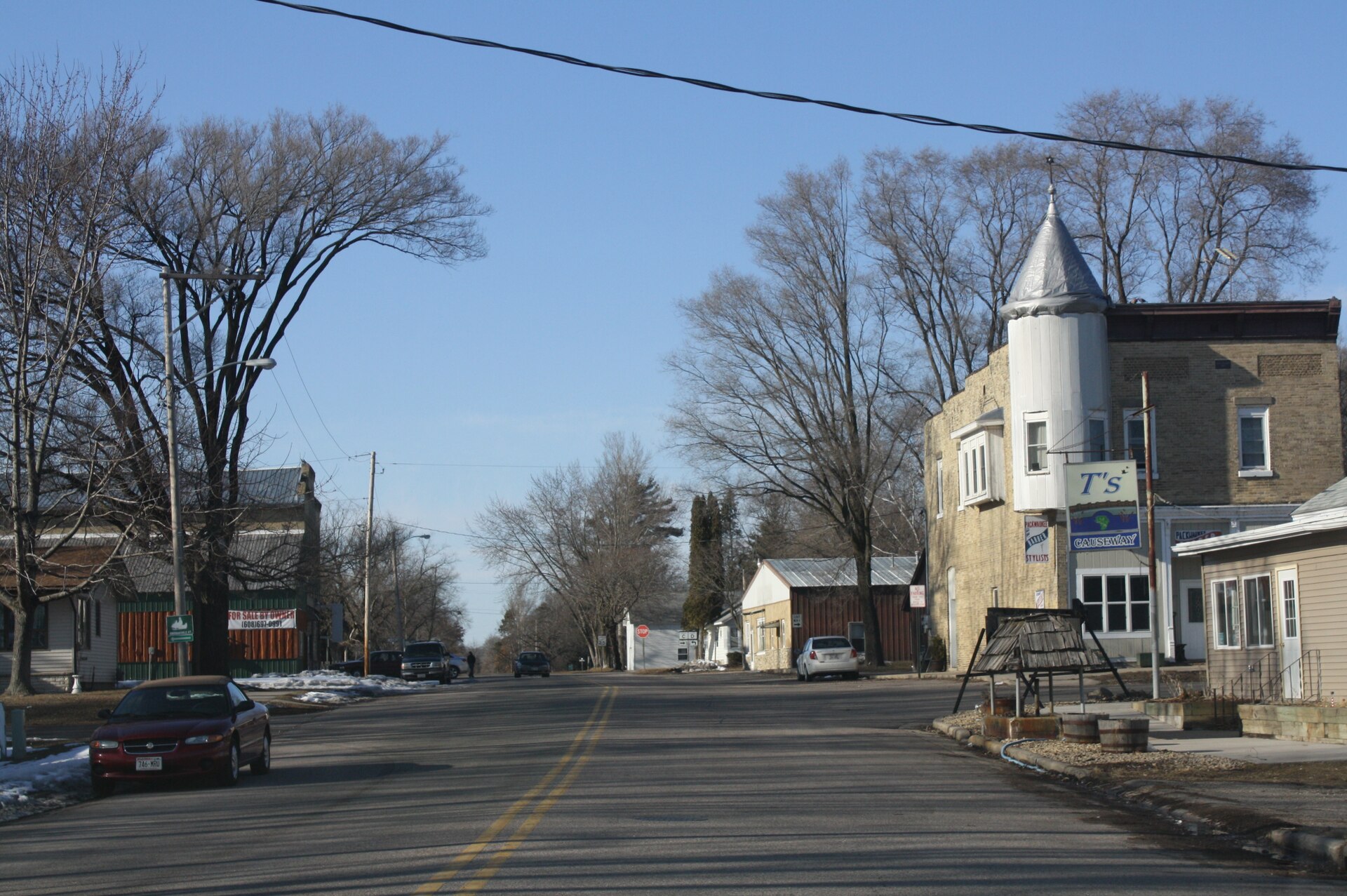 Downtown streets in Packwaukee, Wisconsin