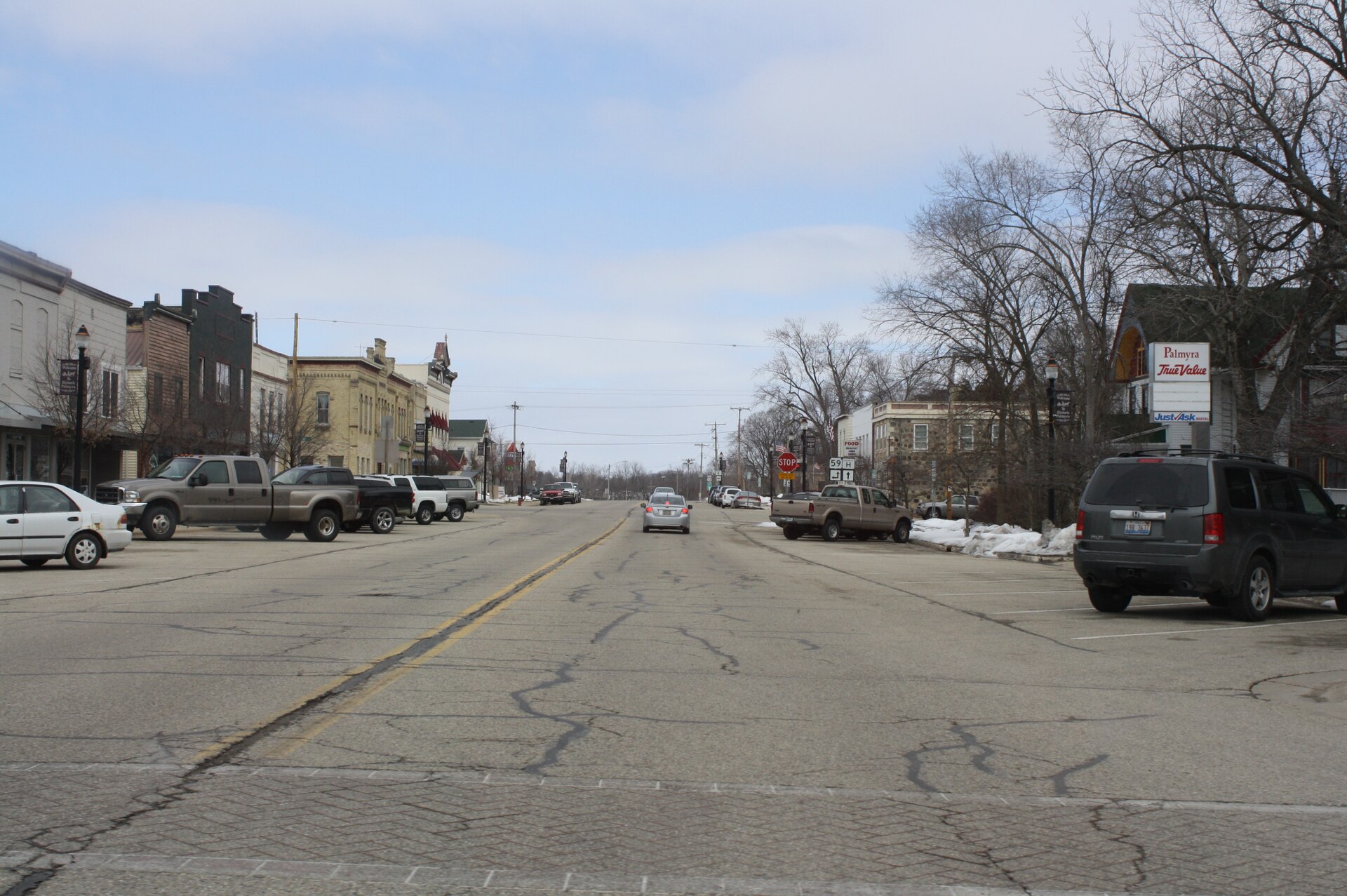Downtown streets in Palmyra, Wisconsin