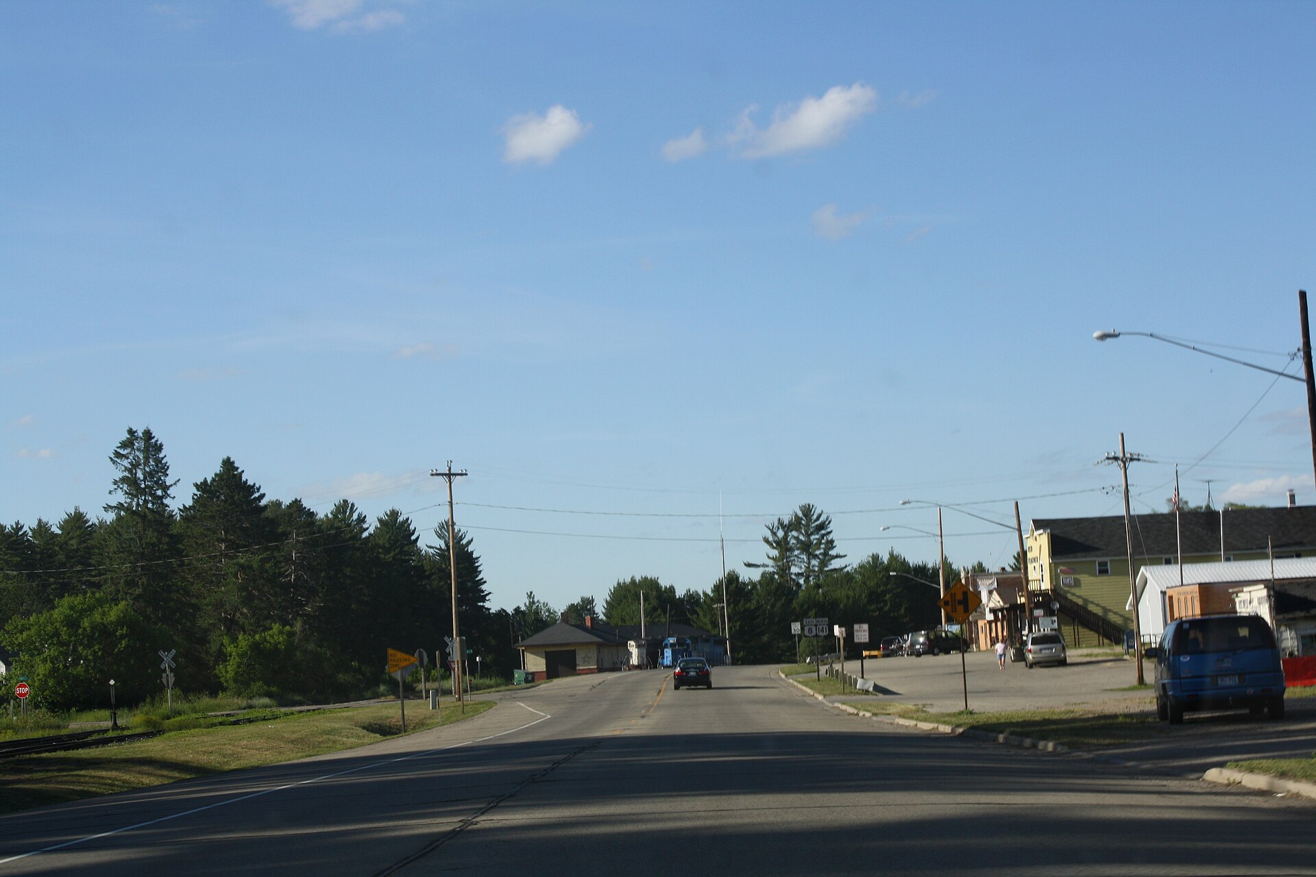 Downtown streets in Pembine, Wisconsin
