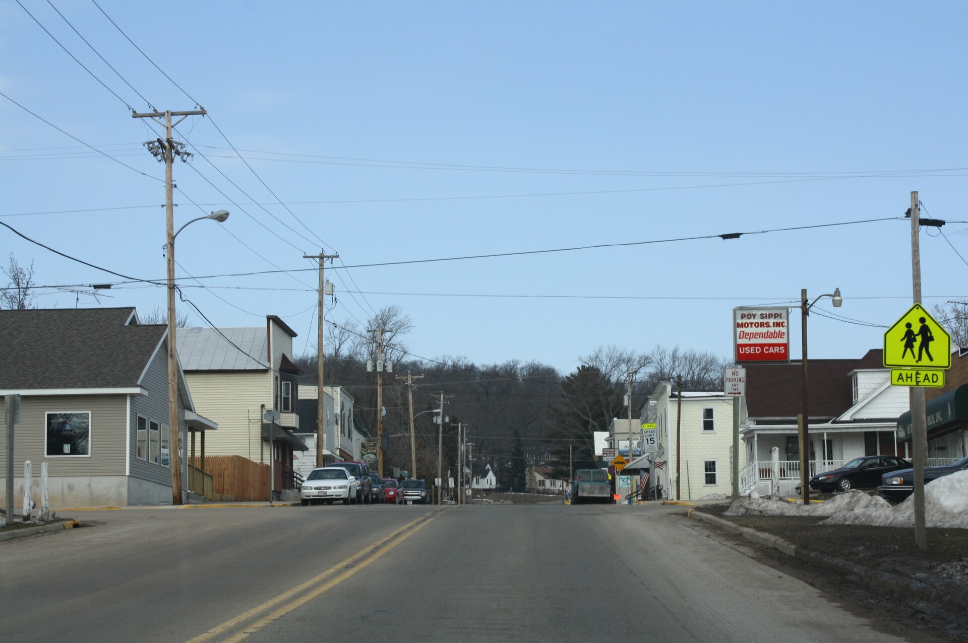 Downtown streets in Poy Sippi, Wisconsin
