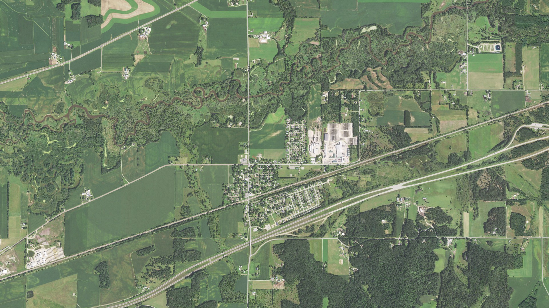 Aerial view of land around Rockland, Wisconsin