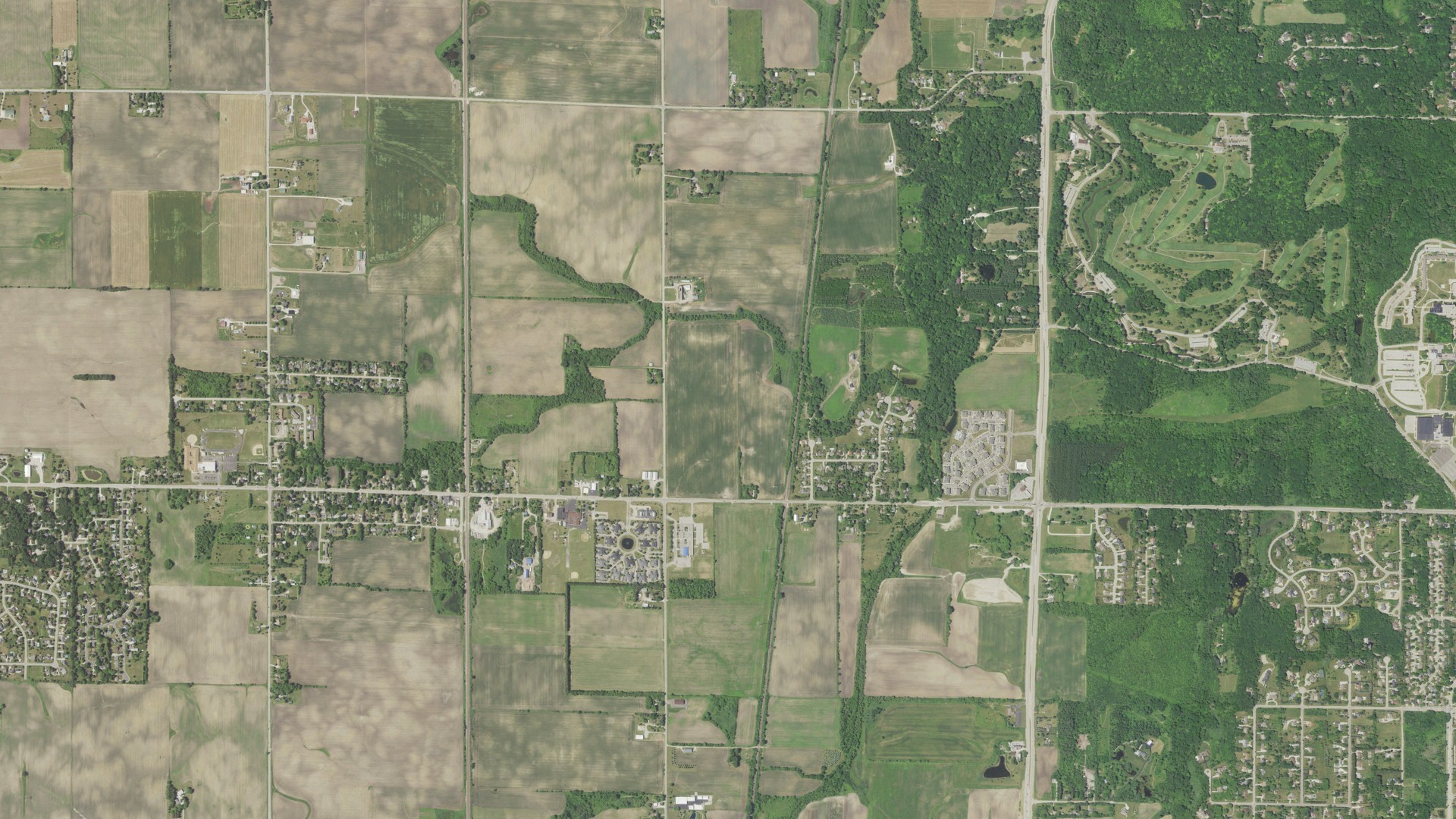 Aerial view of land around Somers, Wisconsin