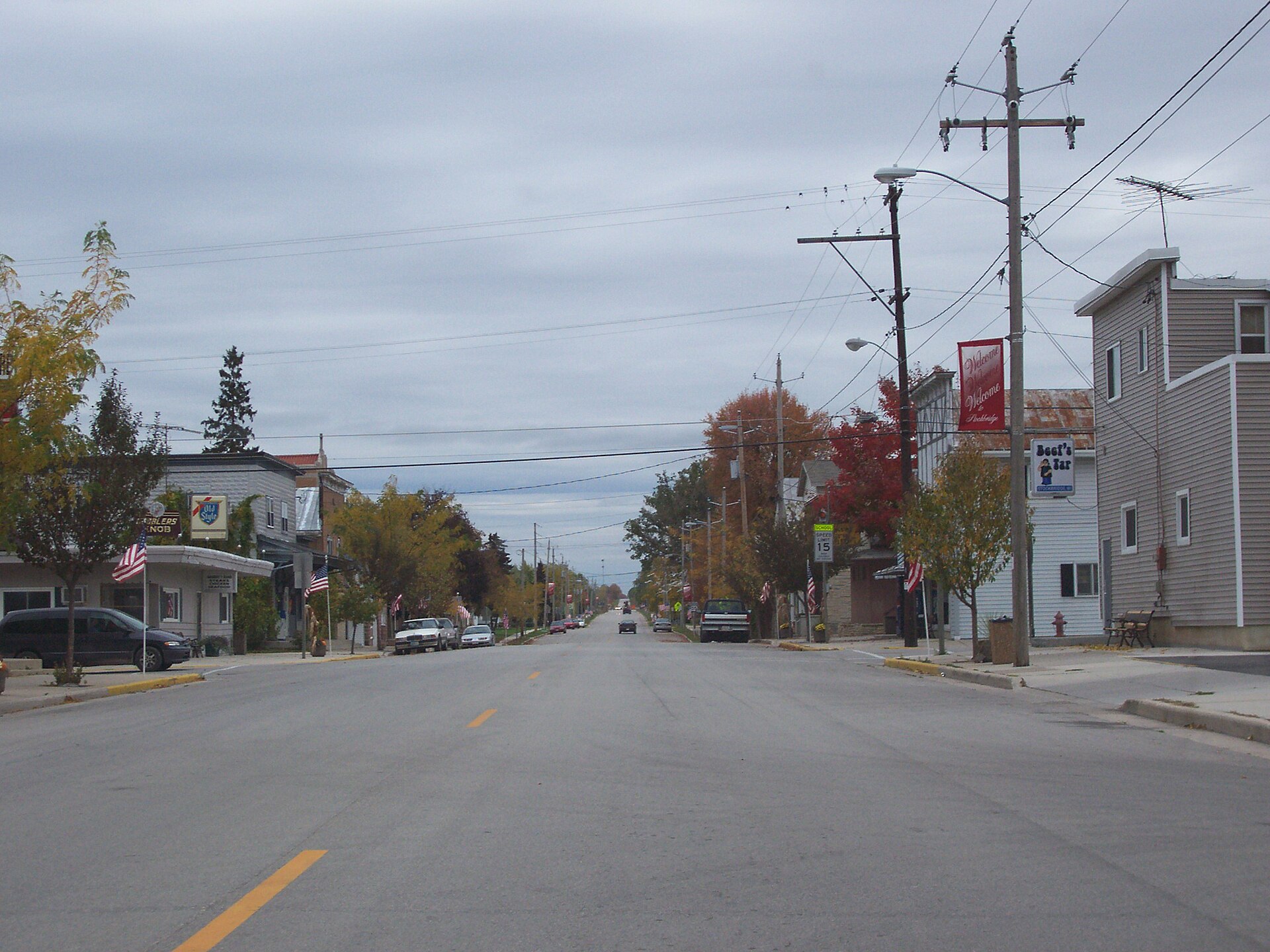 Downtown Stockbridge, Wisconsin in fall, on Highway 55 (Wisconsin) This image was taken on October 9, 2006 by User:Royalbroil. Category:Images of Wisconsin highways