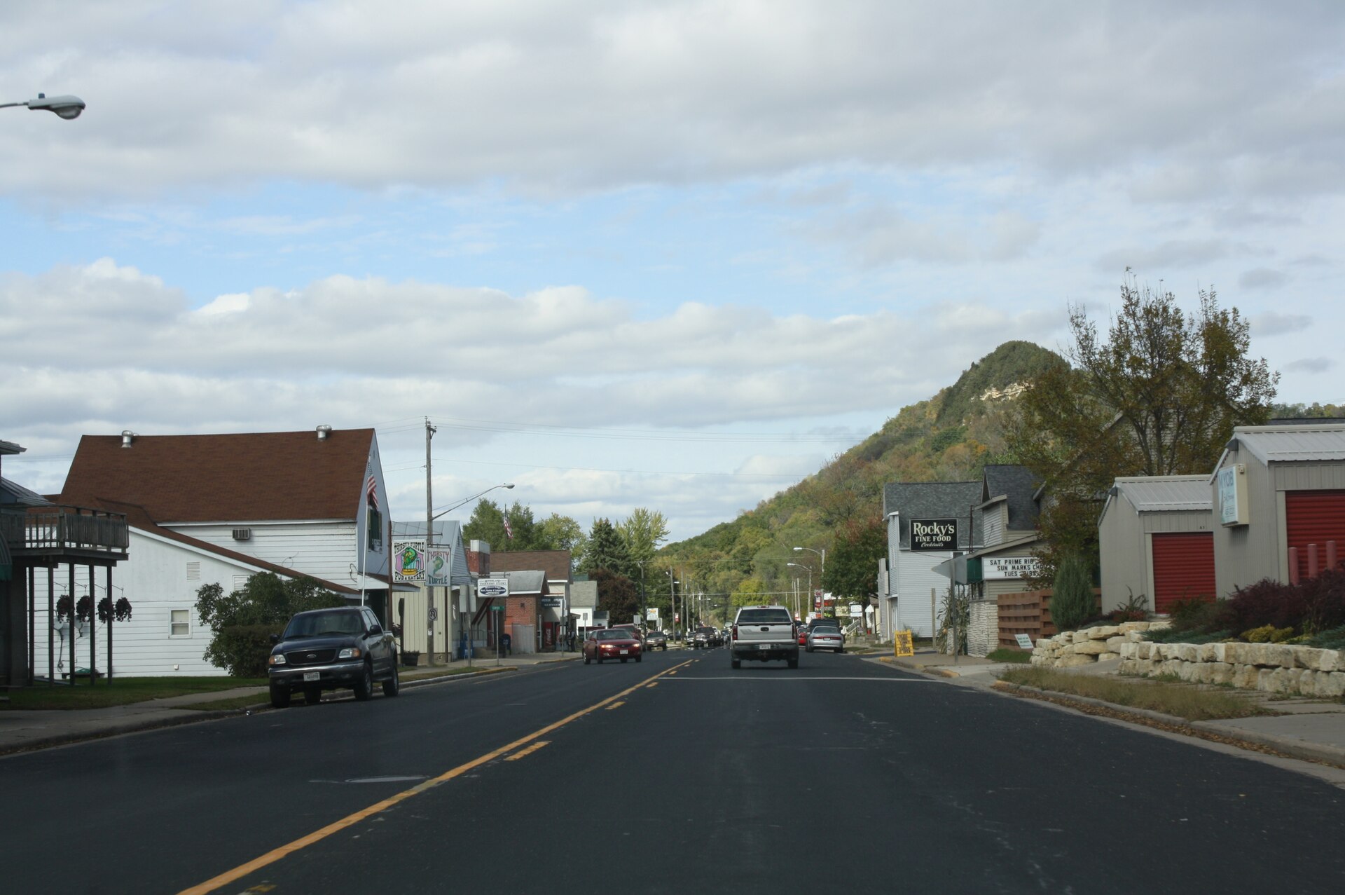 Looking north at downtown w:Stoddard, Wisconsin while traveling on w:Wisconsin Highway 35.