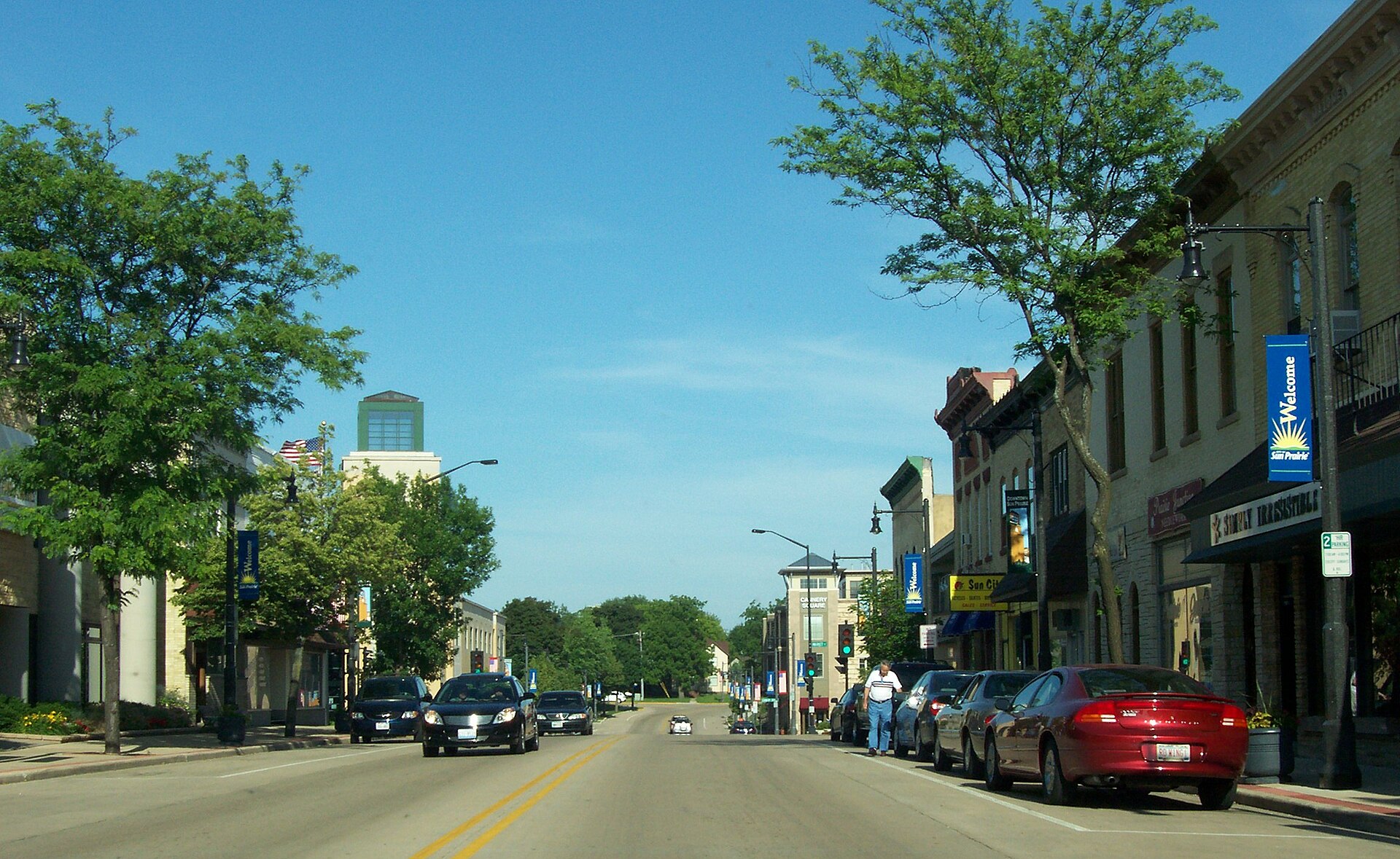 Downtown streets in Sun Prairie, Wisconsin