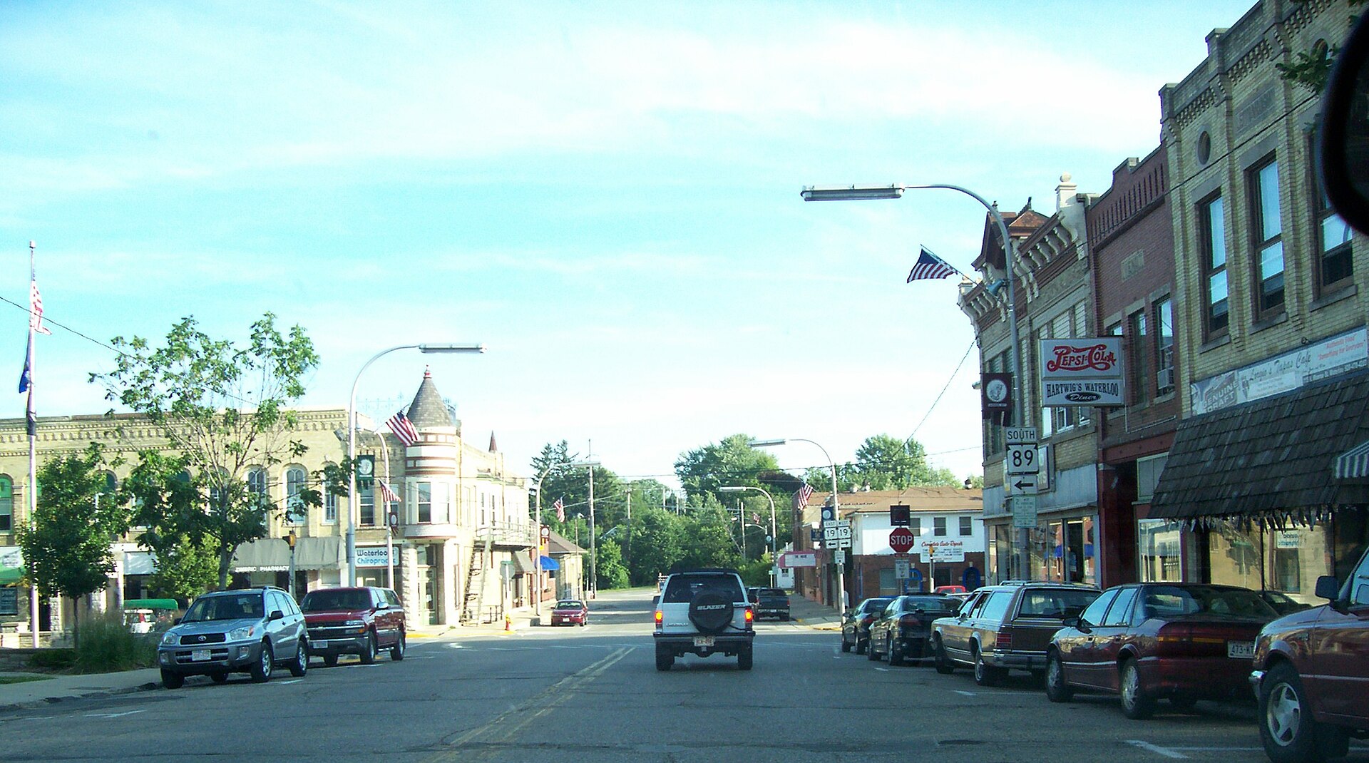 Downtown streets in Waterloo, Wisconsin