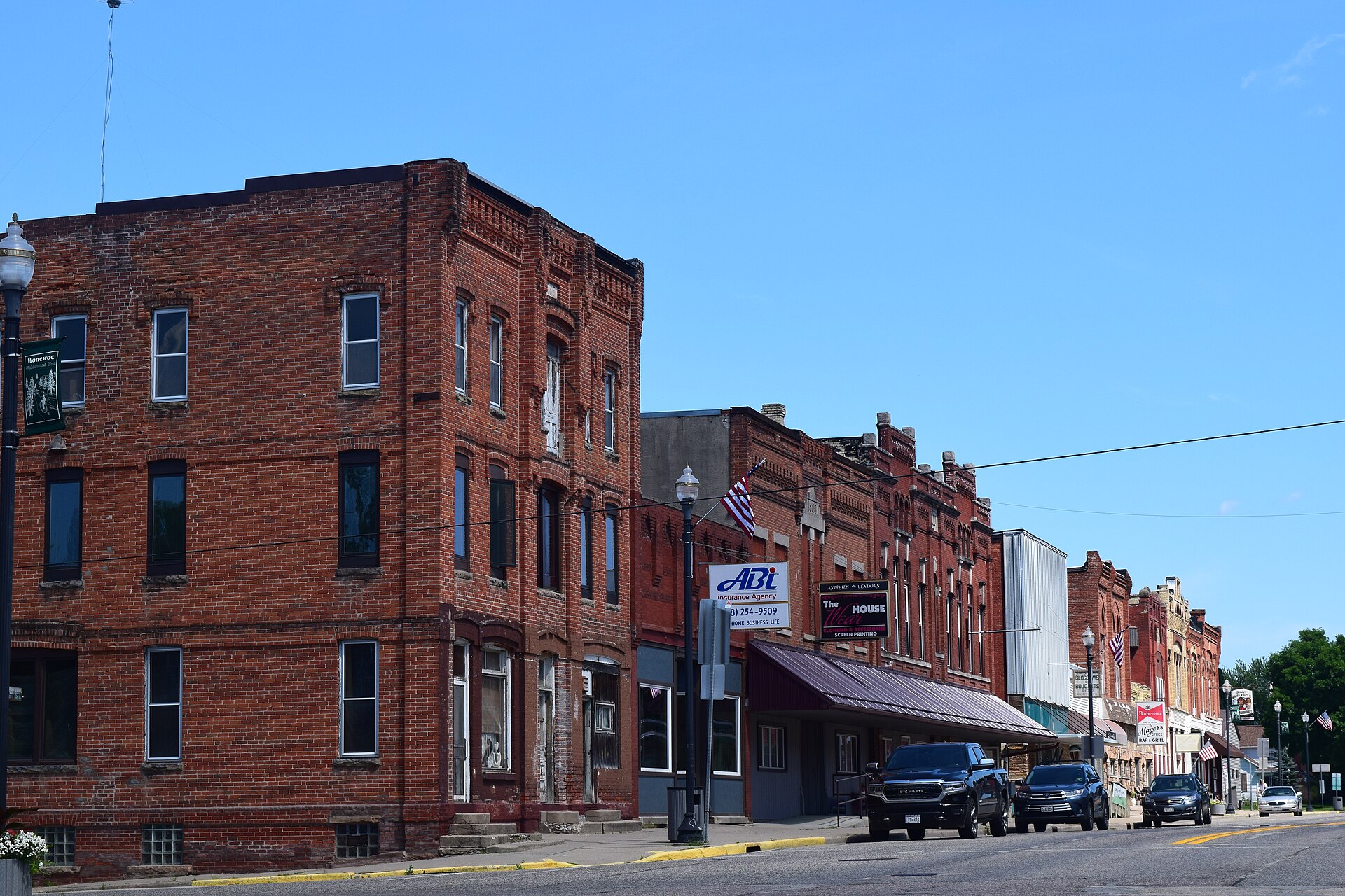 Downtown streets in Wonewoc, Wisconsin
