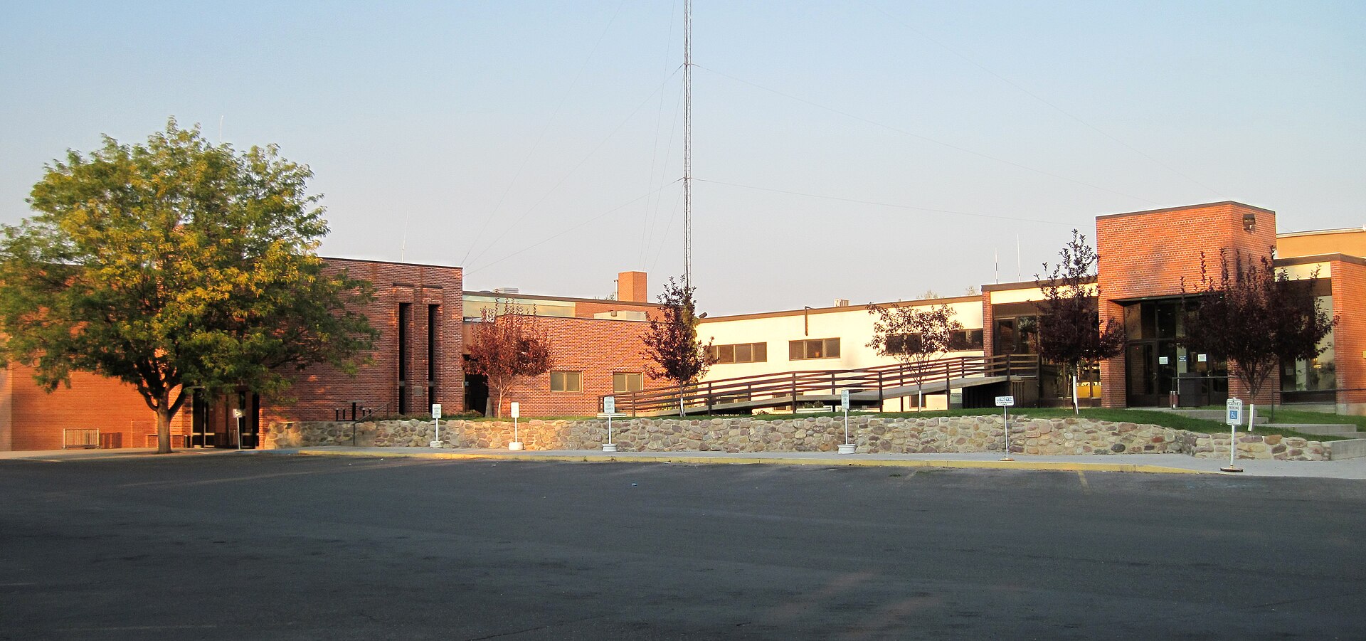 The Fremont County Courthouse in Lander, Wyoming, from the courthouse lawn.
