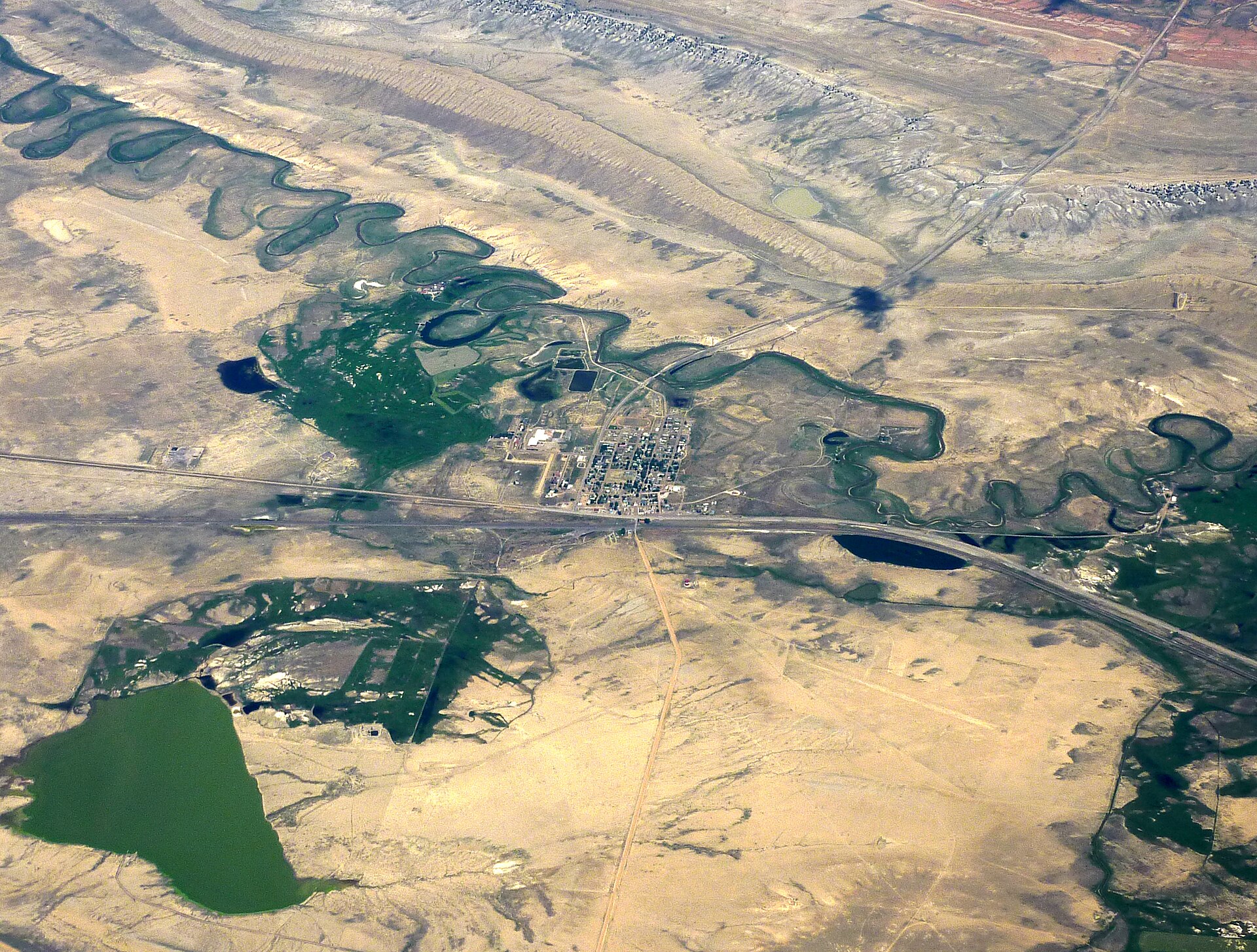 Aerial photo of Medicine Bow, Wyoming, USA.