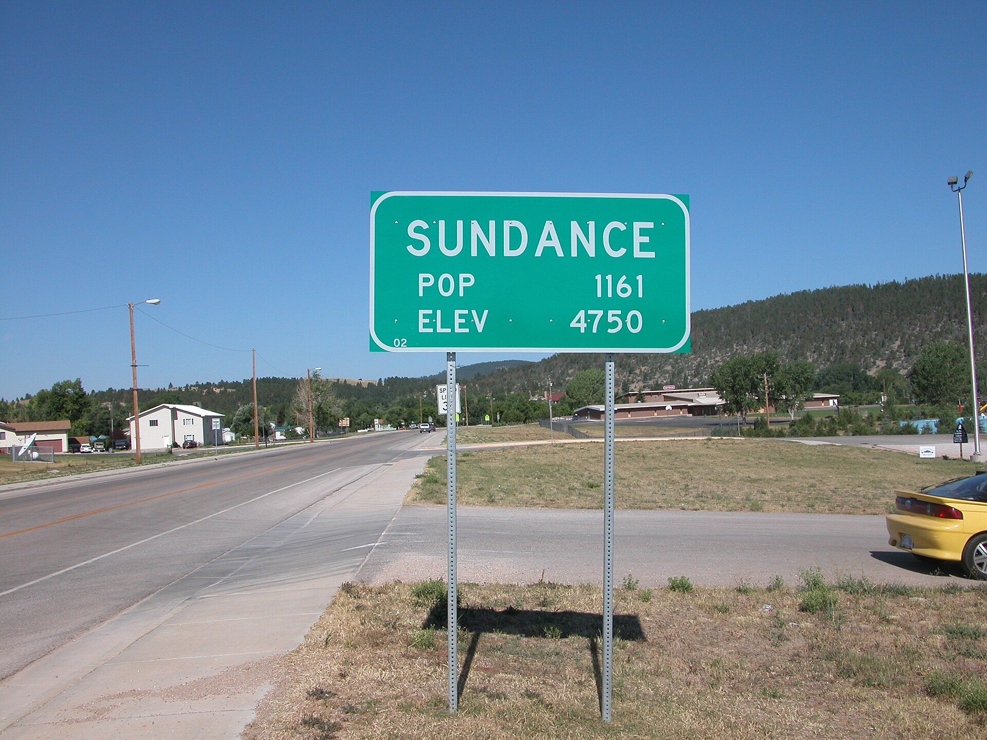 Sundance, Wyoming city limit sign.